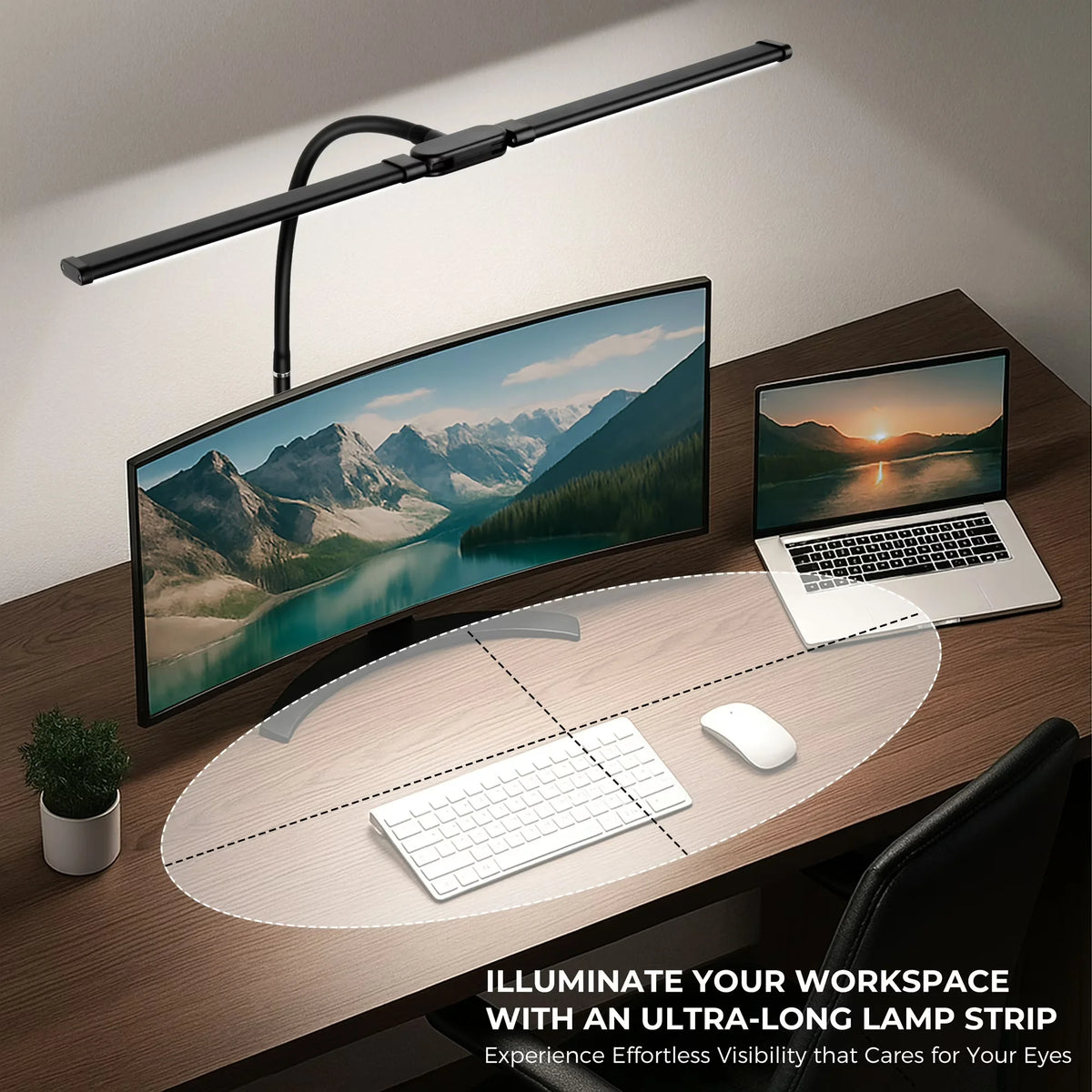 Double Head Scissor Arm LED Desk Lamp with Clamp Dimmable 3 Color Modes 10 Brightness Eye-Caring Architect Light, USB Adjustable Monitor Lamp for Office Study Gaming Reading Workbench