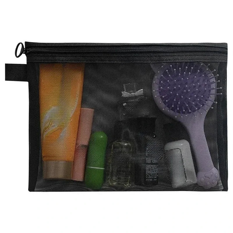 1pcs Mesh Clear Cosmetic Bags Small Large Black Makeup Bag Portable Travel Toiletry Organizer Case Lipstick Storage Pouch