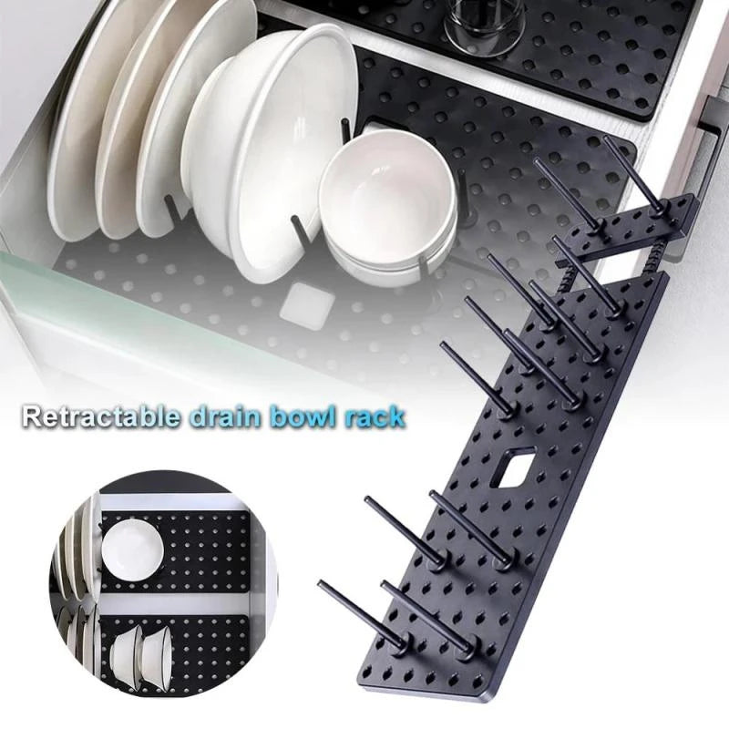 Kitchen Organizer Dish Drying Rack Telescopic Plate Bowl Stand Storage Drawer Adjustable Holder Drain Shelf Home Accessories