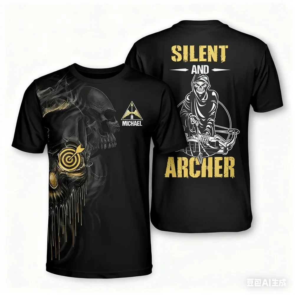 Funny 3D Printing Men's T-Shirts Fashion Personalized Name Short Sleeve Tees Casual O-neck Loose Tops Archery Club Team Clothing
