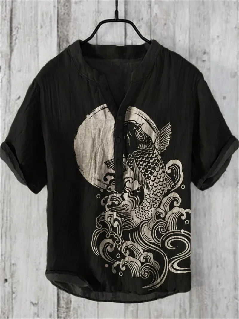 Men's Casual Fashion Hawaiian Retro Short Sleeved Shirt 2025 New Fashion Trend