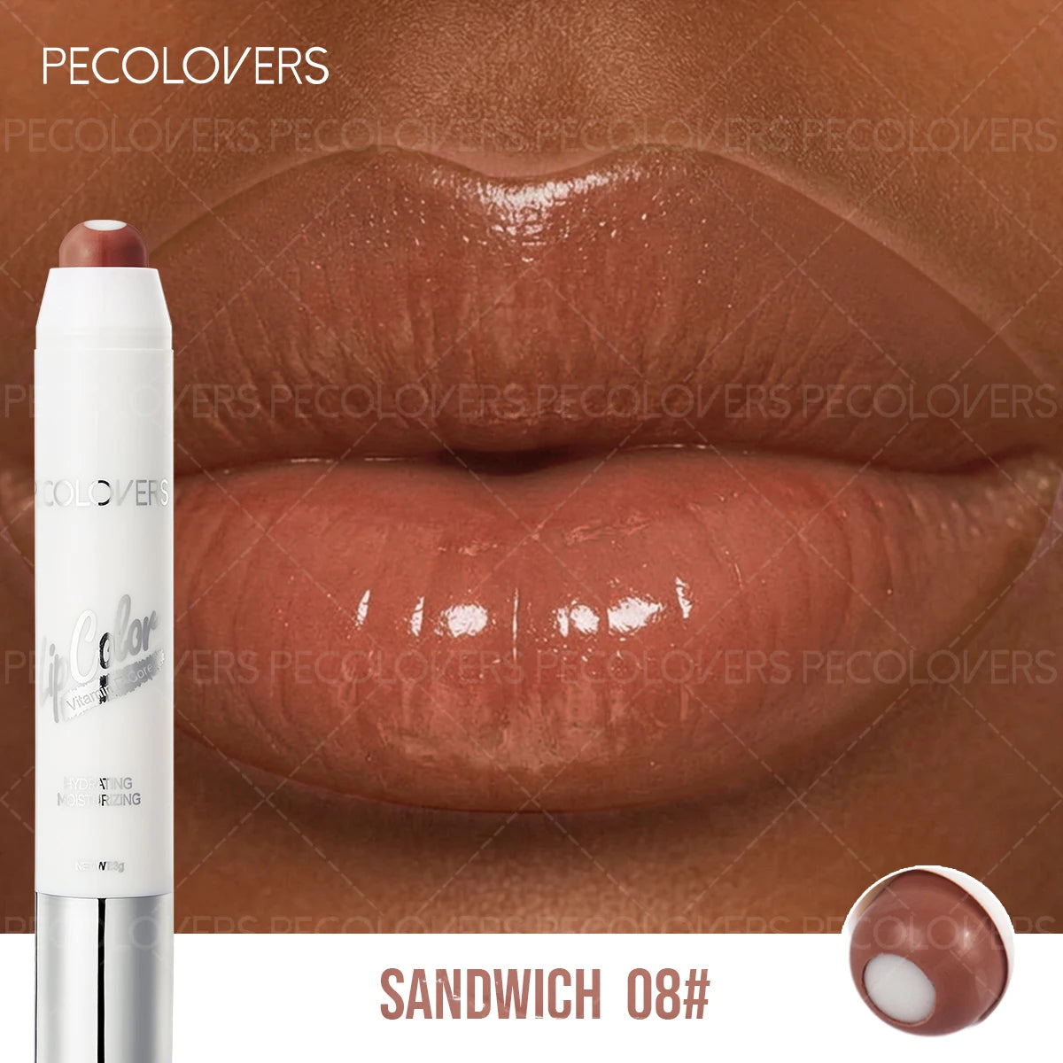 1 Pcs Hydrating Lip Gloss Pen, Pink coral color Chocolate Brown, Glass Lip Effect, Transfer-Proof Moisturizing All Skin Types
