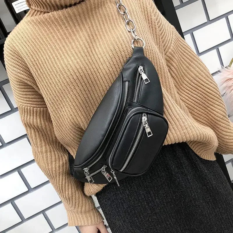 Multifunction Women Waist Pack Fashion Leather Phone Bags Small Belt Bag Cool Fanny Packs Women