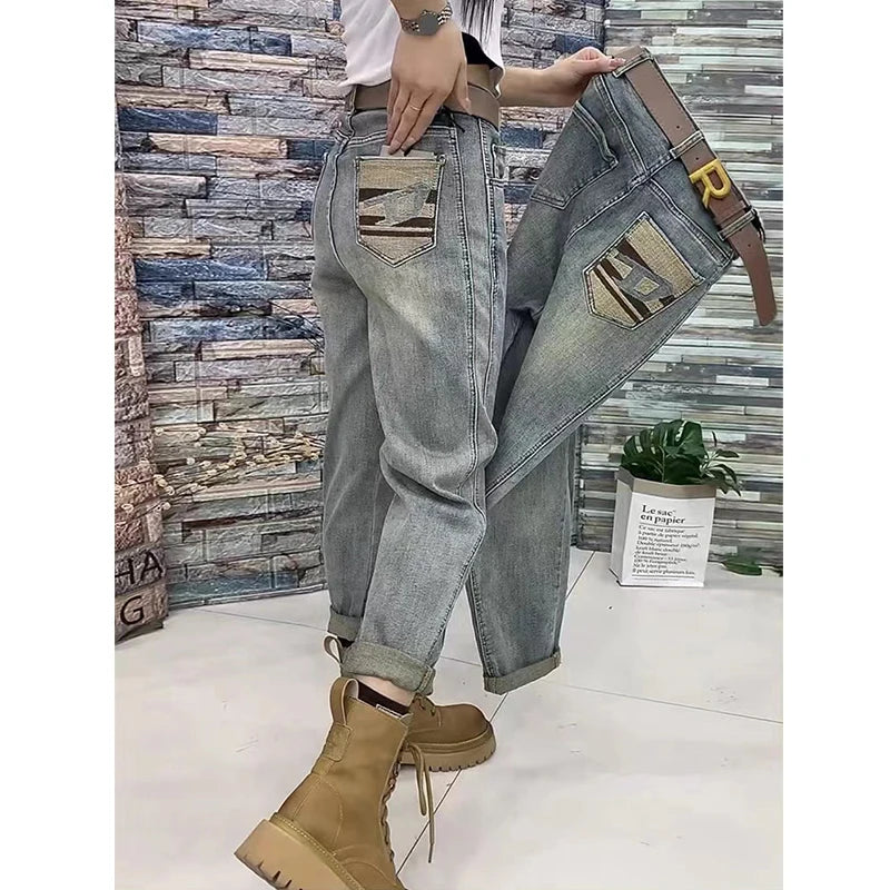 Wide-legged Jeans Female 2026 New Spring and Fall Models Women's High-waisted Loose Straight Long Pants Harem Straight G144