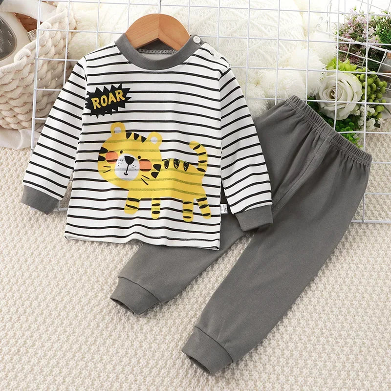 Animal Sleepwear Children Pajamas Sets Unisex Kids Autumn Clothing Durable Soft Warm Comfort Baby Fall Clothes Cartoon
