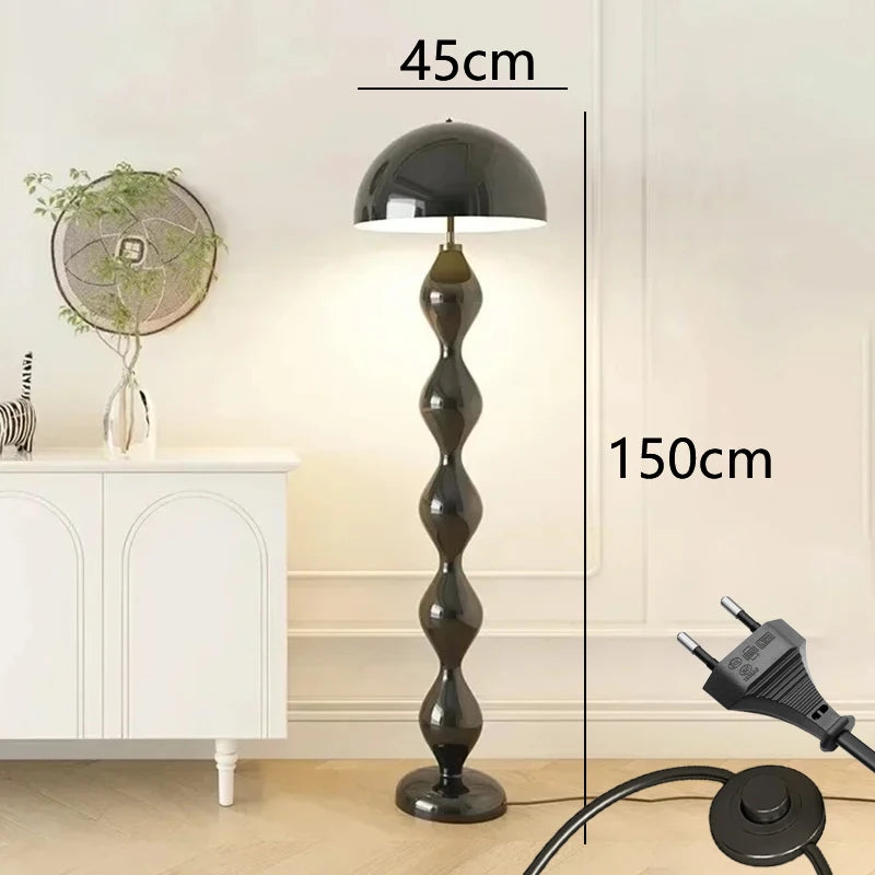 Black Iron Floor Lamp Mushroom Lamp Stand for Bedroom Bedside Sofa Corner Home Decoration Living Room Smooth Color Floor Light