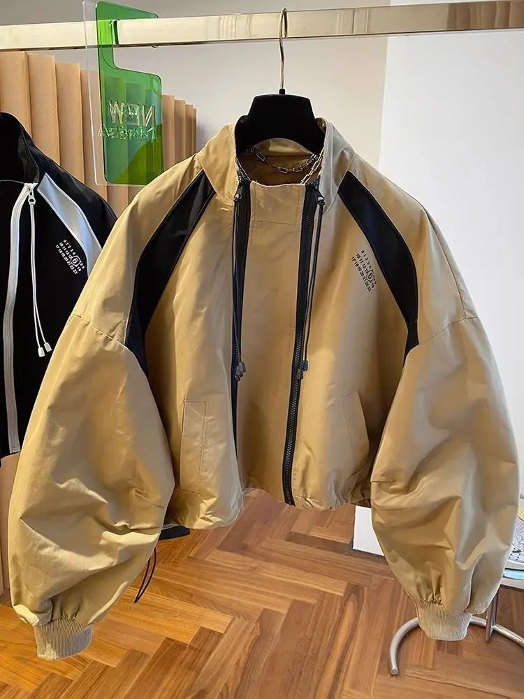 Spring Autumn Zipper Sweatshirt Men Bomber Jacket Cargo Coat Windbreaker Long Sleeve Outdoor Outerwear Black Men Clothing New