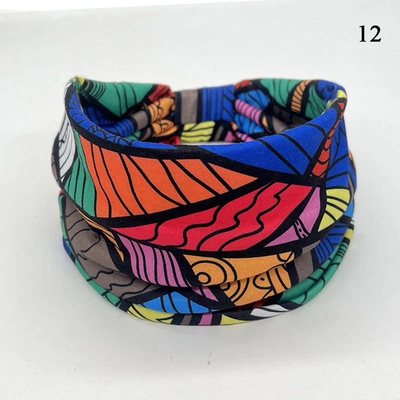 Bohemian Knot Turbans Yoga Elastic Head Wrap Women Fashion Vintage Elastic Hair Band Lady Wide Headbands Female Hair Accessories