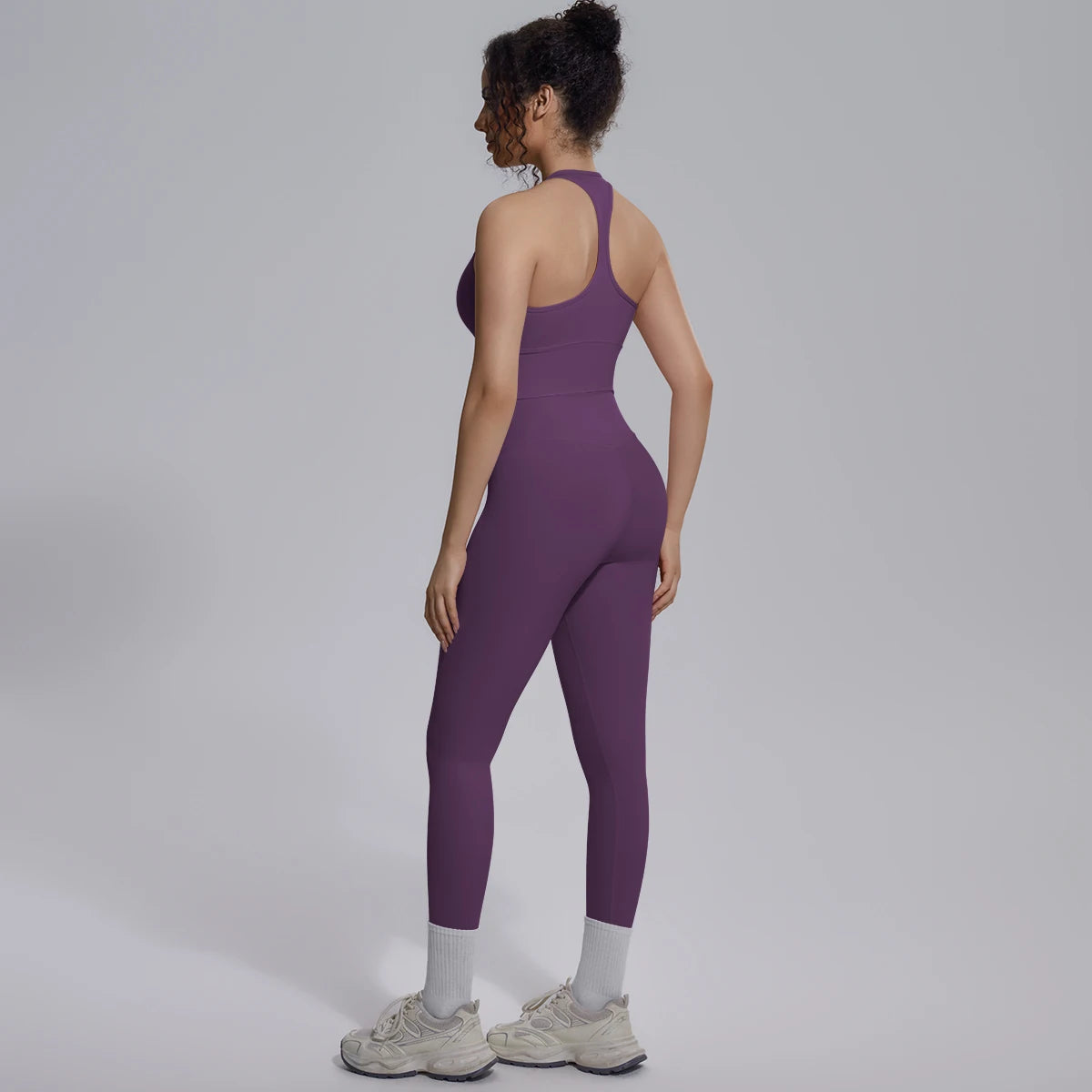 Rooftrellen New Women's Two-piece Set Fitness Sports Solid Color Yoga Set Summer Quick Drying Legging Pants Gather I-shaped Vest