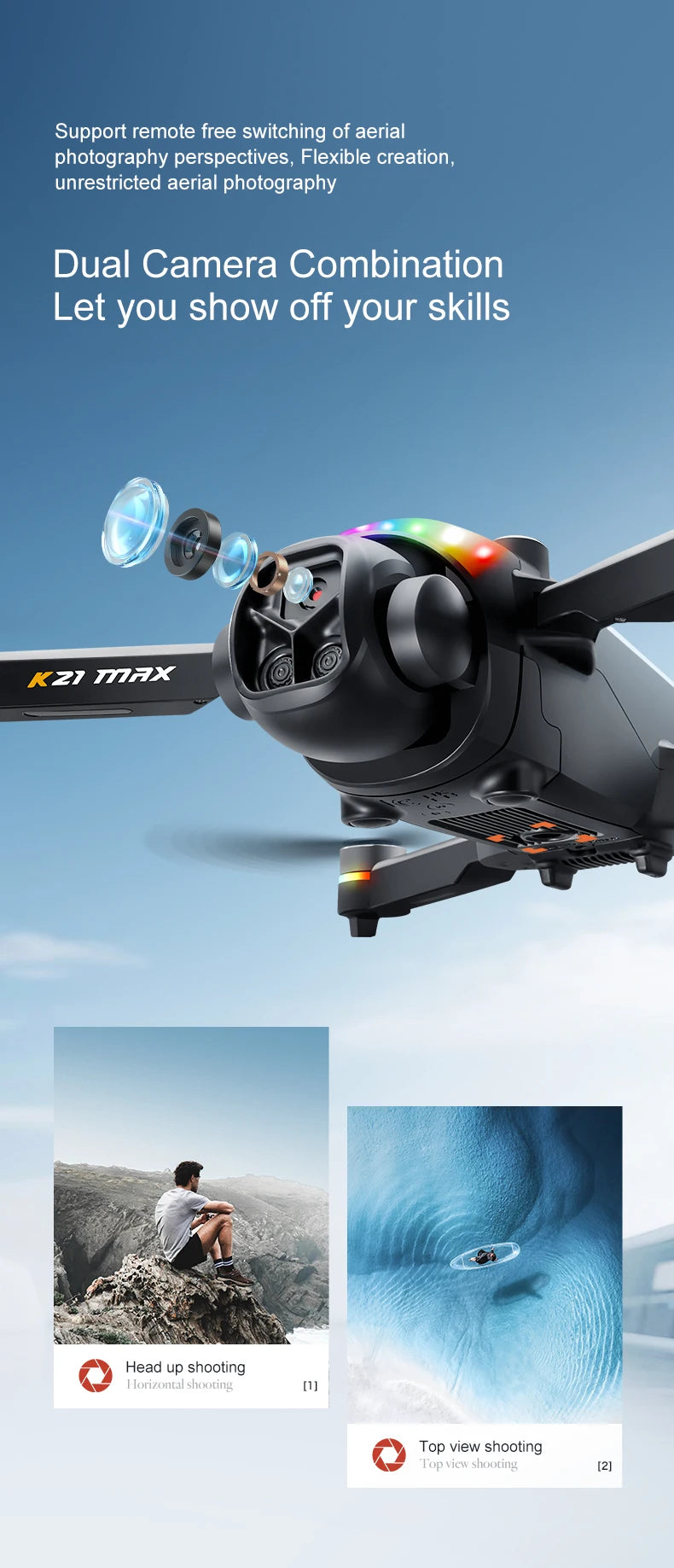 K21MAX Drone with 4.3" Screen Remote Controller, FPV Quadcopter with Optical Flow Hover & Auto Return-to-Home, Portable RC Drone for Beginners, Holiday Gift