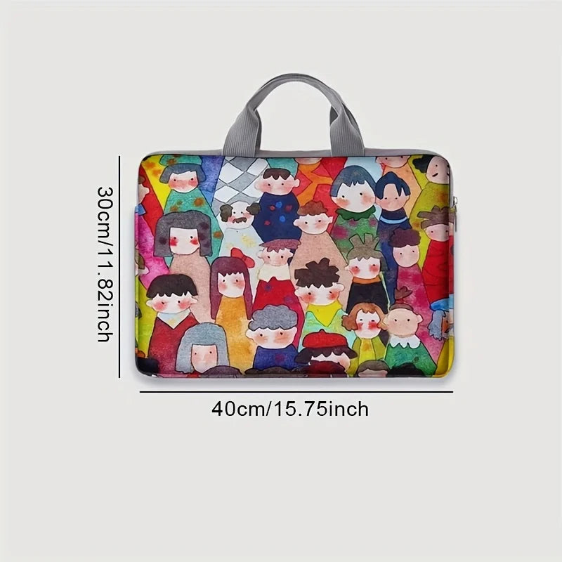 1-Piece Set, Human Patterned Laptop Bag, Briefcase, Suitable for 14 Inch Laptops, Fixed Laptop Bag
