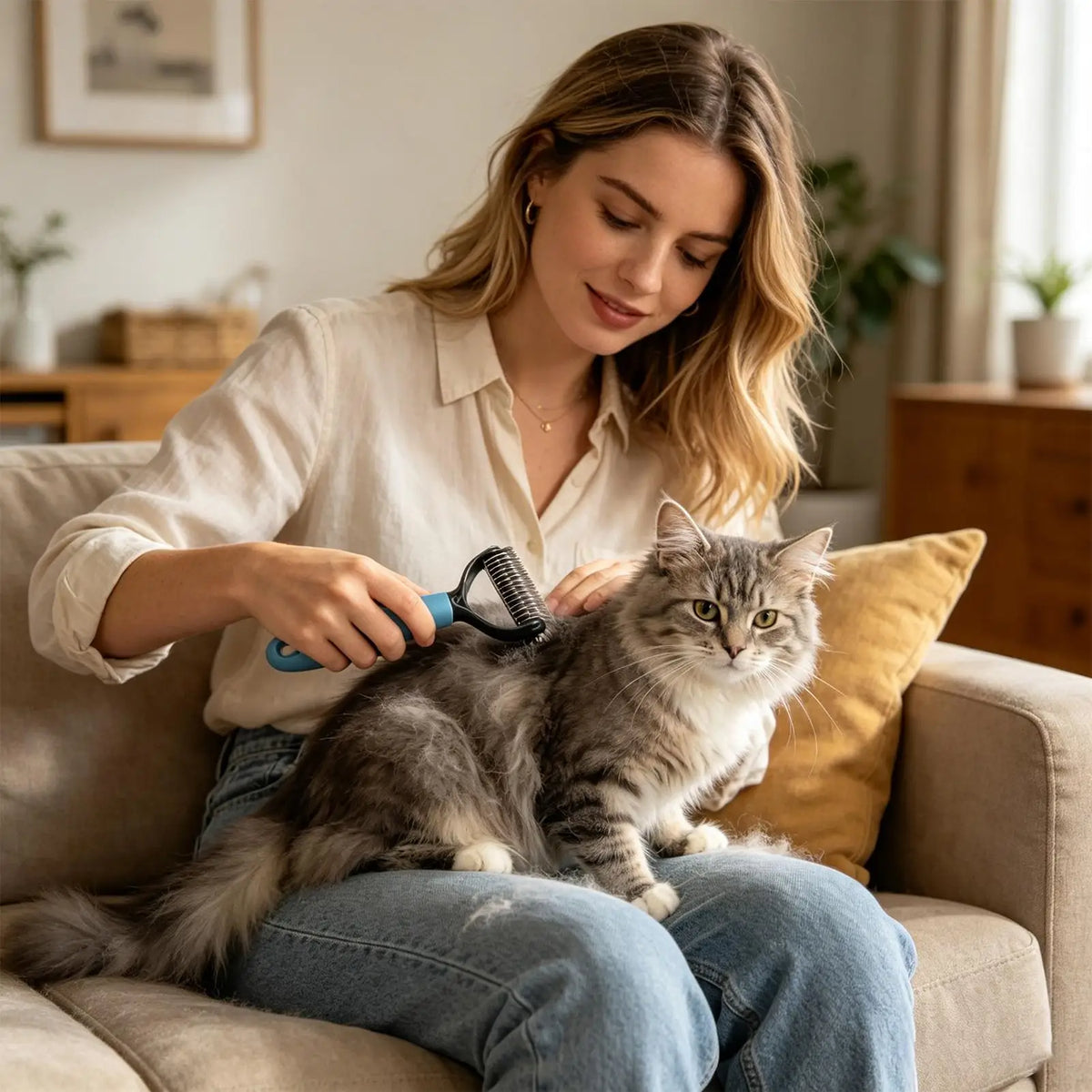 Pet Deshedding Brush Cat Comb Cleaning Hair Remover Grooming Tool for Dog and Cats De-Matting Comb Cleaning Pets Supplies ﻿