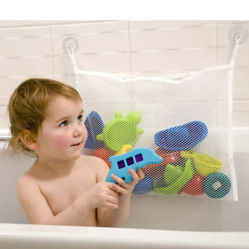 Baby Shower Bath Toys White Baby Kids Toy Storage Mesh with Strong Suction Cups Toy Bag Net Bathroom Organizer for Kids Toddlers