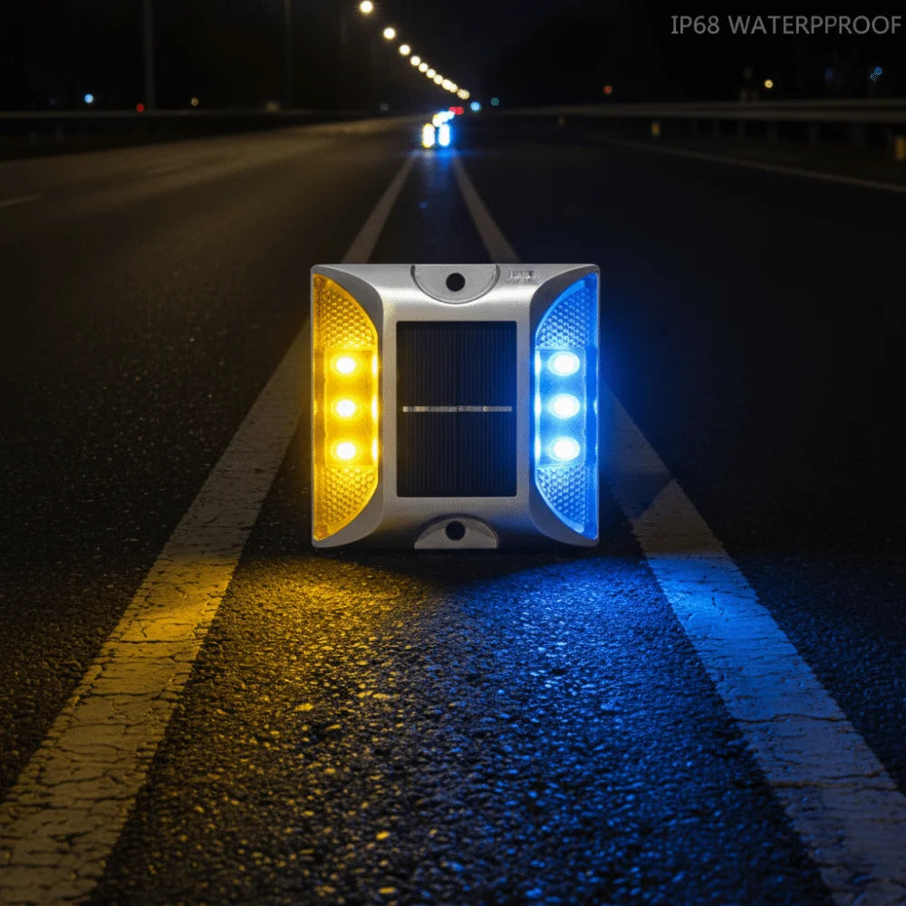 Solar Powered Solar Road Stud Light Outdoor Lighting Durable LED Ground Light Flashing Double Side Traffic Marker Light