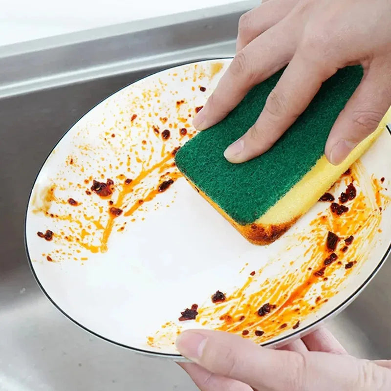 Magic Cleaning Sponge, Double-Sided Highly Absorbent, Rust & Grease Remover, Kitchen Scrub Brush, Pot Cleaner Tool
