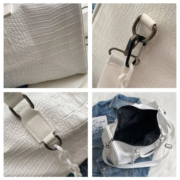 European / American Fashion Crocodile Pattern Embossed Large Capacity Portable Sports Travel Single Shoulder Crossbody Bag Trend