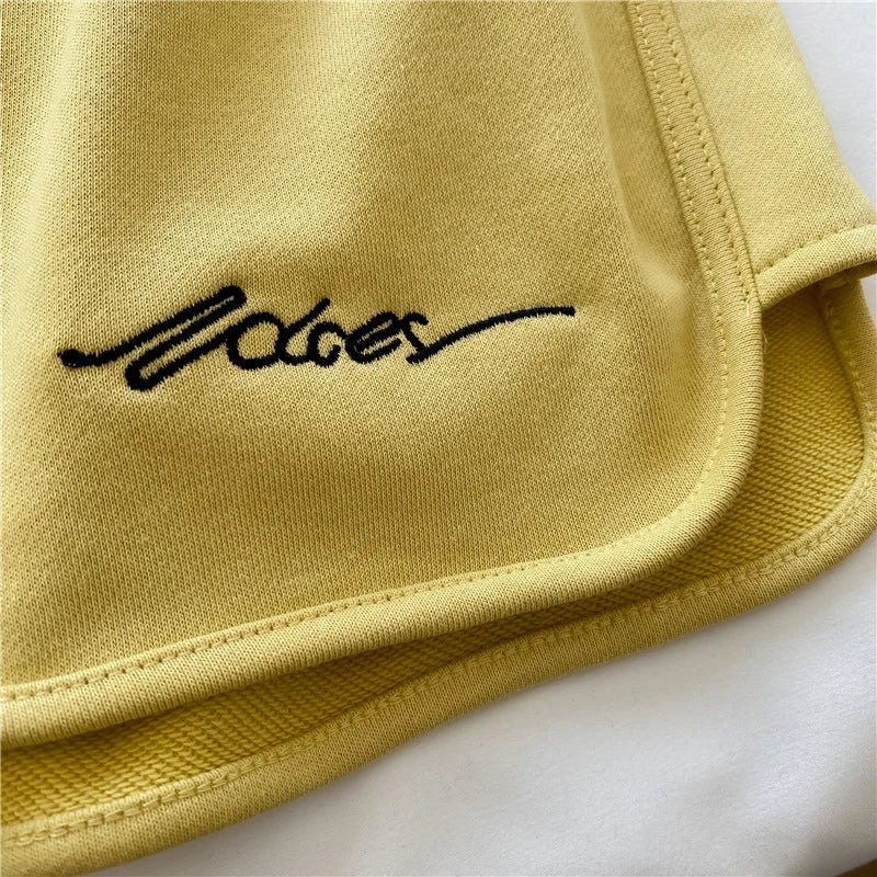 Embroidered Sports Shorts for Women Summer High Waist Wide Leg Shorts Fashion Solid Loose Casual Home Comfortable Shorts New