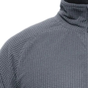 Men's Tactical Grid Fleece Jacket Full Zip Stand Collar Warm Windproof Outdoor Hiking Fishing Fleece Coat Base Layer