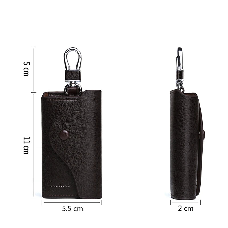 Men's Car Keys Wallets Genuine Cowhide Leather Male Key Holder Organizer Housekeeper Keychain Purse Key Ring Bag Keys Case Pouch