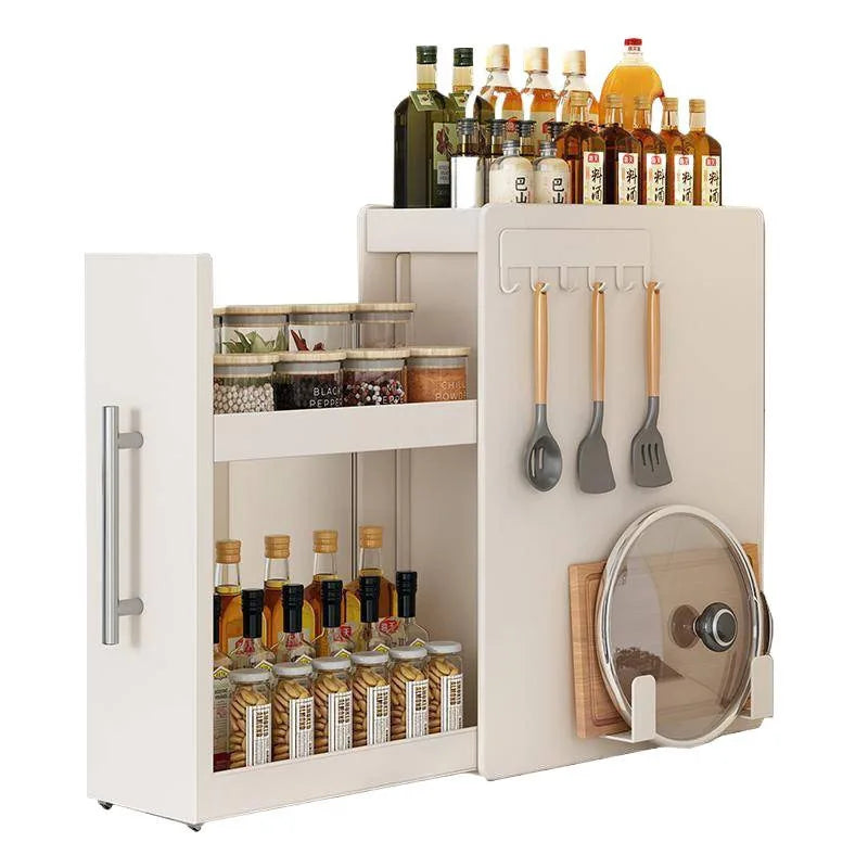 Kitchen Pull-out Spice Rack Countertop Multifunctional Seasoning Storage Rack Dustproof Ultra-Narrow Box Cabinet