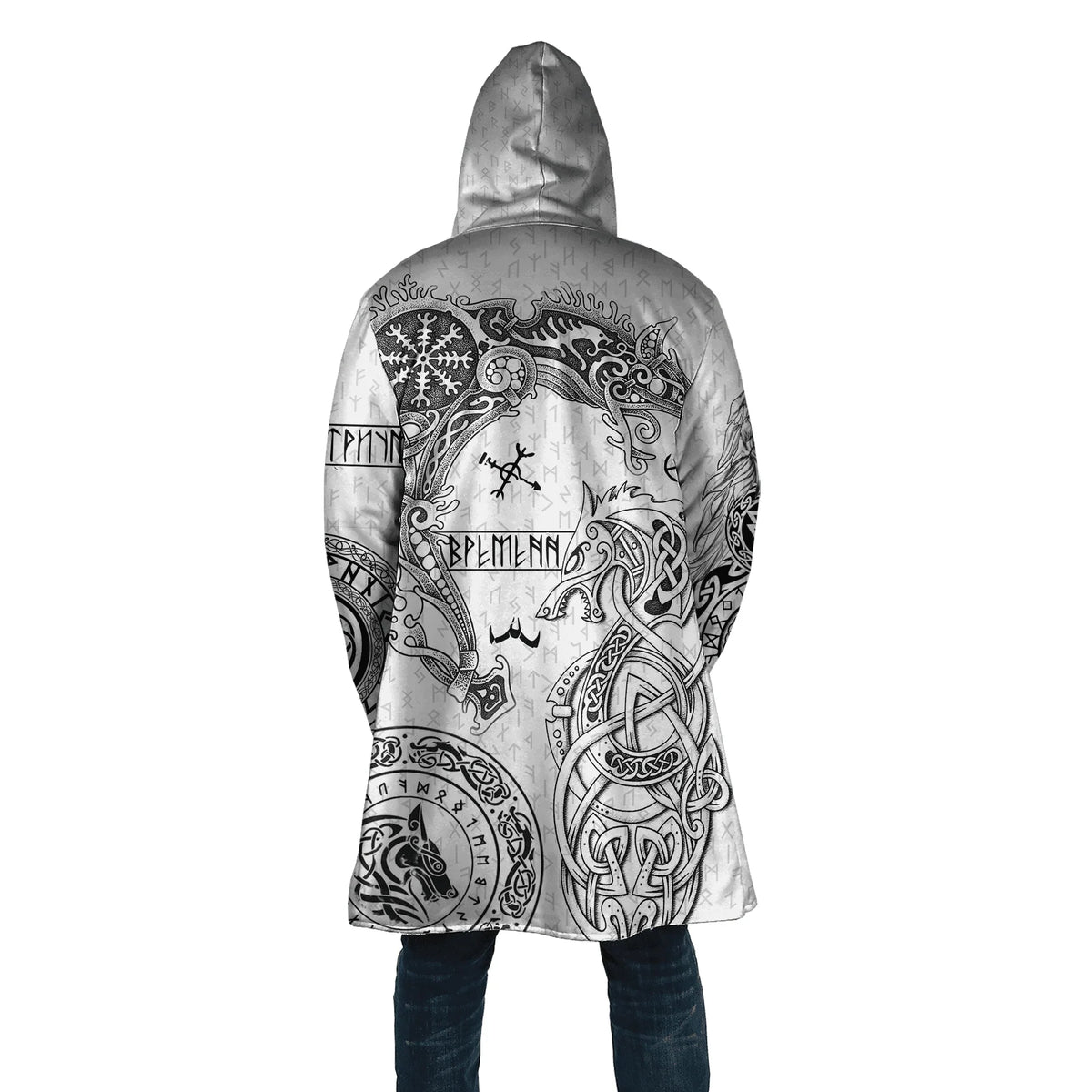 Winter Fashion Mens cloak Norse Odin Raven Tattoo 3D Printed Thick Fleece Hooded Coat Unisex Casual Warm Cape coat DP23