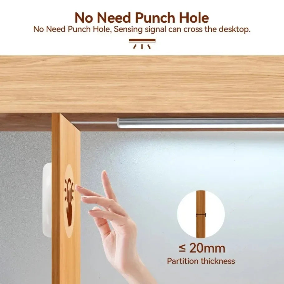 1-6Pcs LED Light Bar Sync Cabinet Light System Touch Control Dimmable Under Cabinet Lamp for Kitchen Wardrobe Closet Showcase