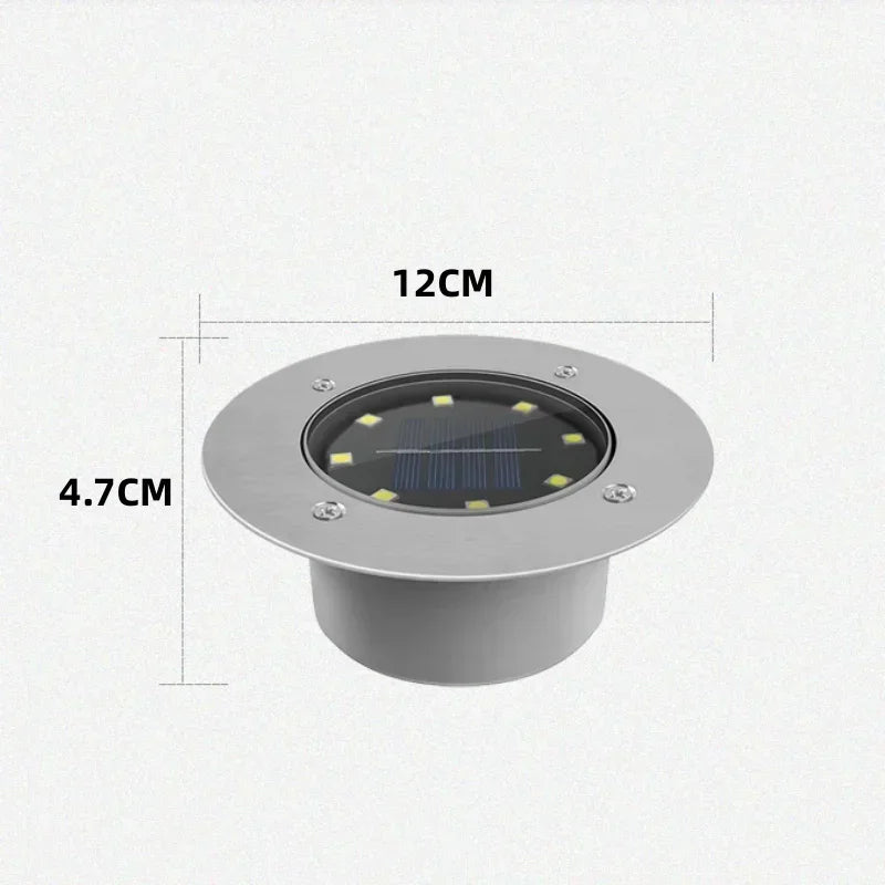 4Pcs LED Solar Garden Lights Outdoor Lighting Floor Lamps 8 LED Underground Deck Light Solar Powered Panel Garden Spot Lights