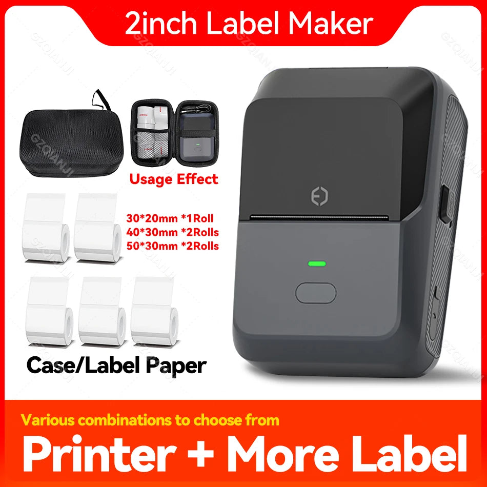 20-50mm Mini Thermal Label Printer 2 inch Barcode Sticker Normal Self-adhesive Paper Printing Pocket Labeling Machine Wireless