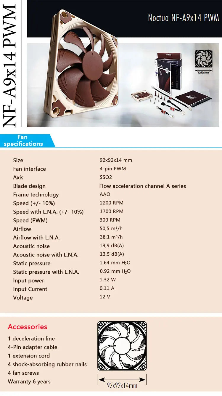 Noctua NF-A9x14 PWM/Black 9cm Fan (SSO Magnetically Stable Bearing/Thin CPU Fan/4-Pin Chassis Fan) 14mm Ultra-Thin, Ultra-Quiet