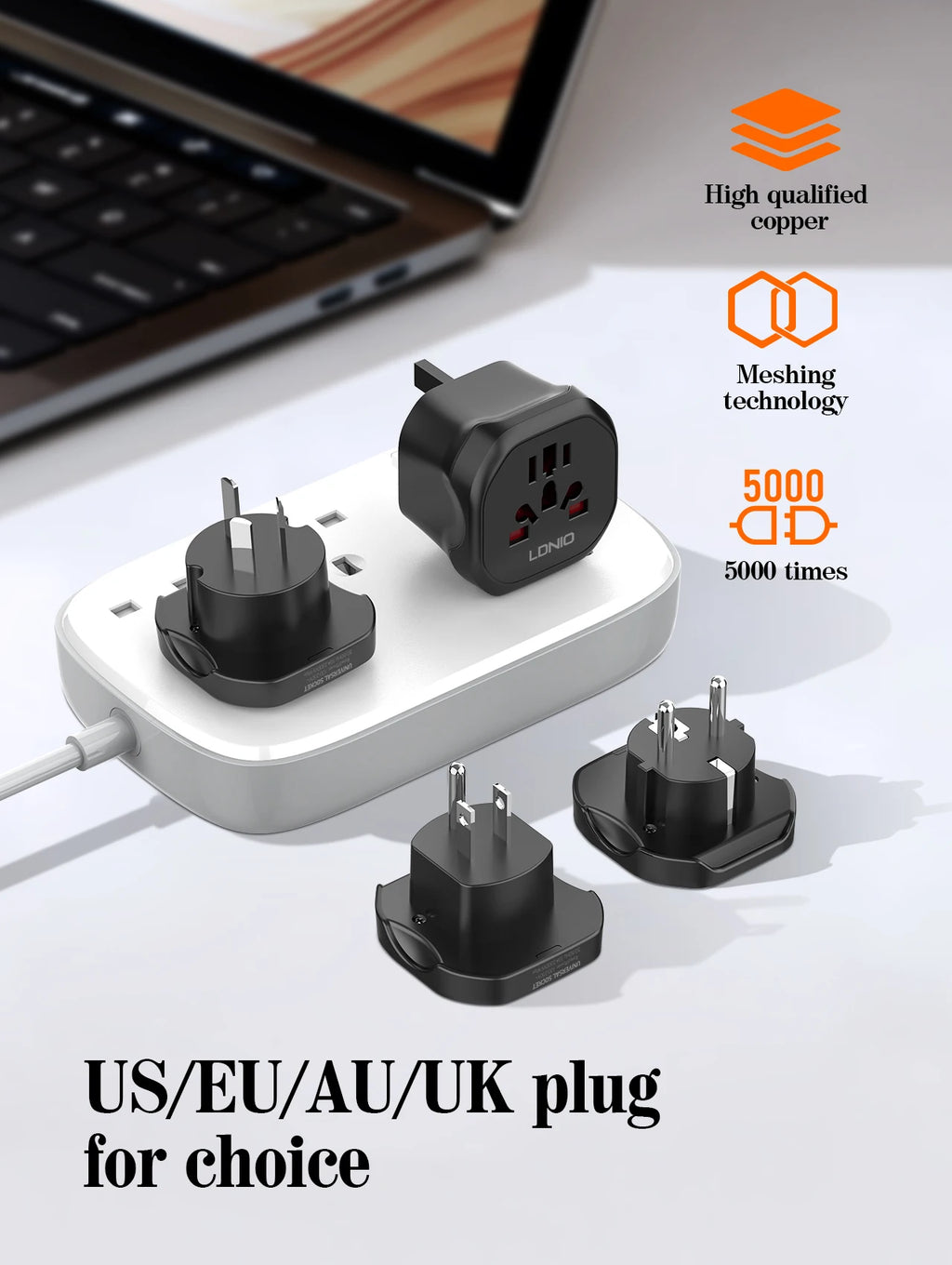 LDNIO UK EU US AU All In One Worldwide Power Socket Travel Converter Universal Travel Adapter 2500W Multi Plug Australian CN KR