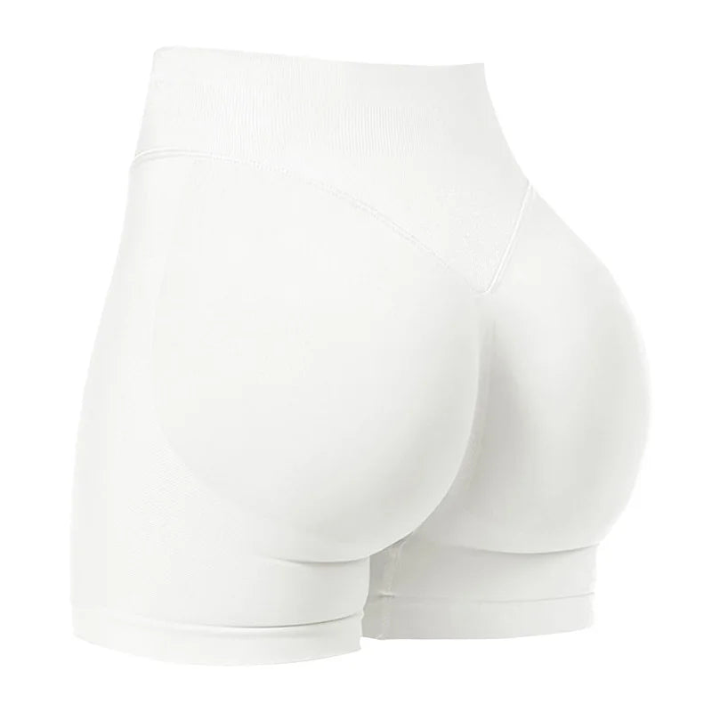 Gym Shorts Women Fitness Sports Biker Shorts 4.5" Low Ribbed Band Yoga Shorts Workout Scrunch Butt Seamless Leggings