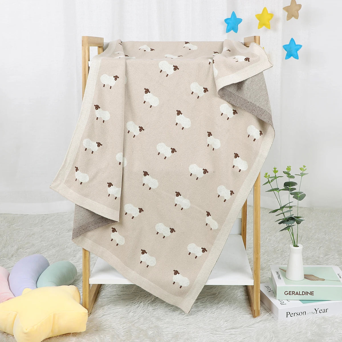 Baby Blanket 100%Cotton Knitted Infant Girl Boy Bedding Quilt 100*80CM Newborn Stroller Swaddling Fashion Cute Sheep Plaids Warm