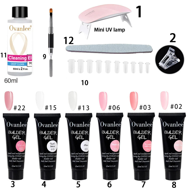 Ovanlee Polygel Nail Builder Kit with Mini UV/LED Lamp