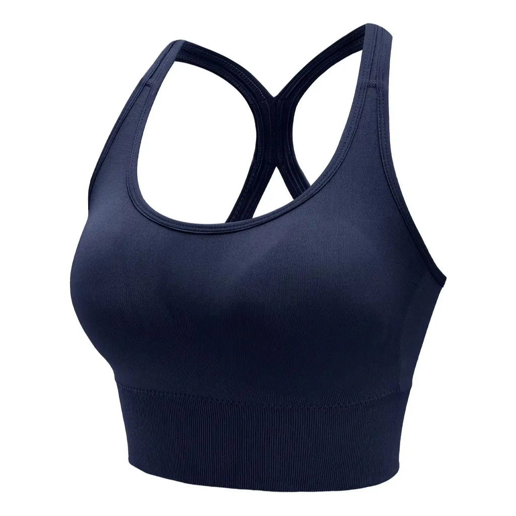 Women's Seamless Sports Bra, High Support Workout Running Vest, Yoga Gym Fitness Top, Wirefree Side Support Backless Crop Top