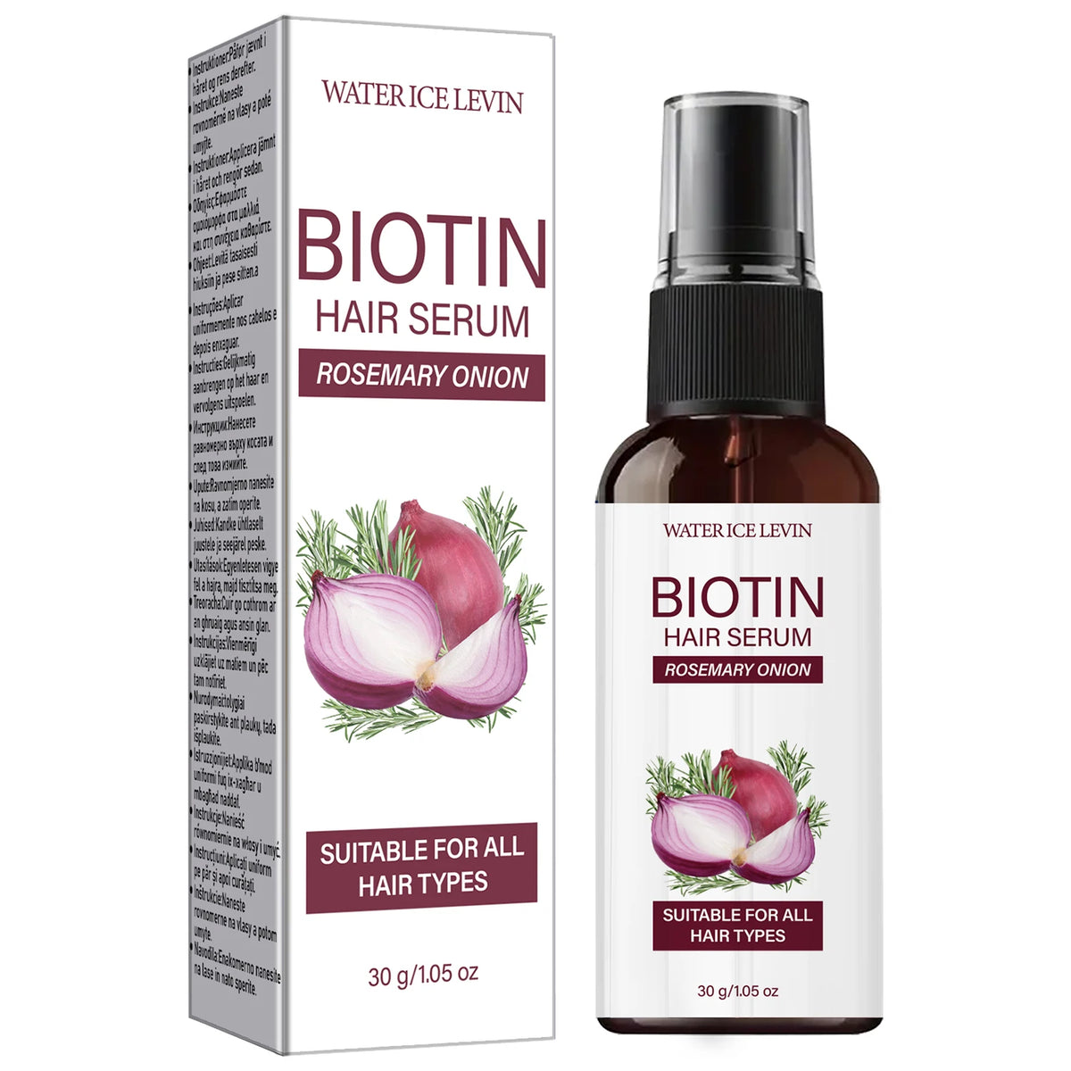 Biotin Rosemary Onion Hair Serum, Smooth & Supple Treatment for All Hair Types, Nourishing Growth Serum