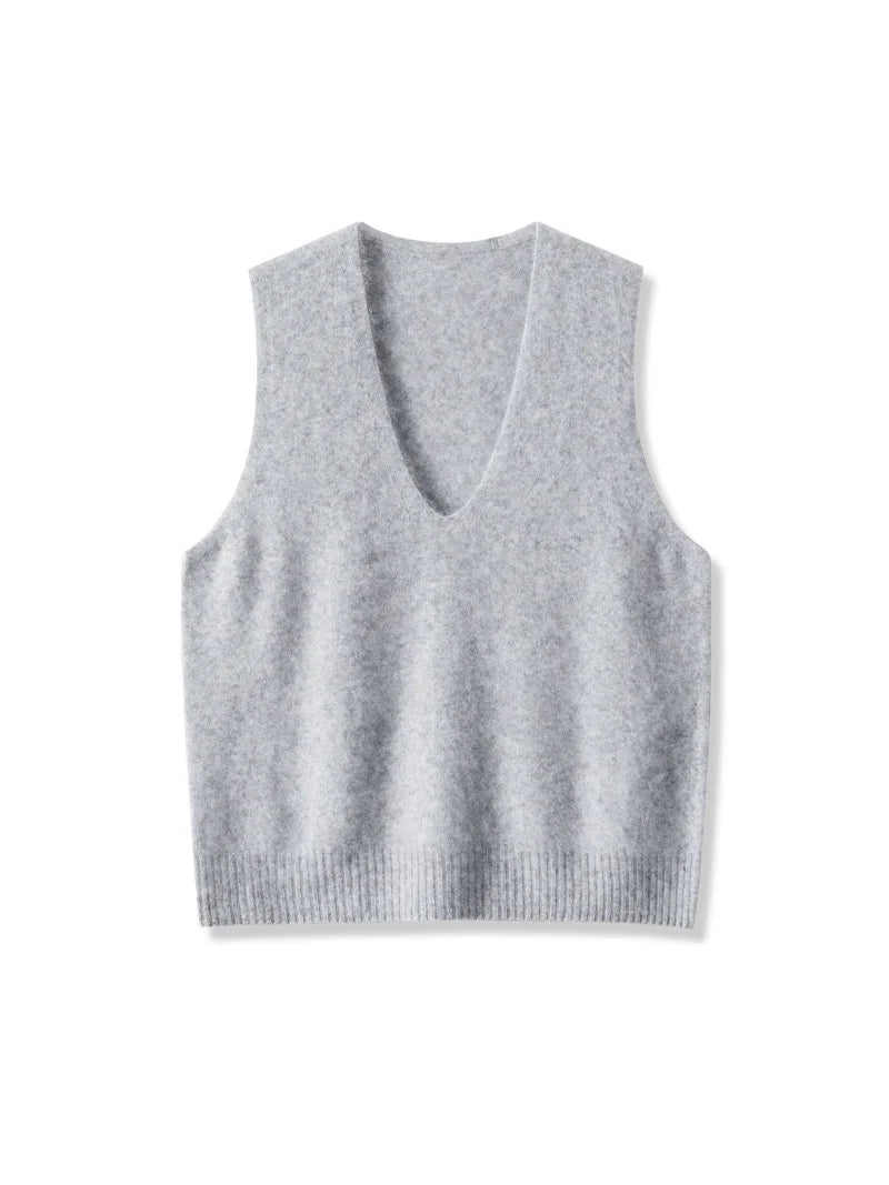 SuyaDream, Women Vests, Fleece Wool, V Neck, Chic Pullovers, 4.7%Cashmere 95.3%Wool, 2025 Fall Winter Sweaters, Tanks