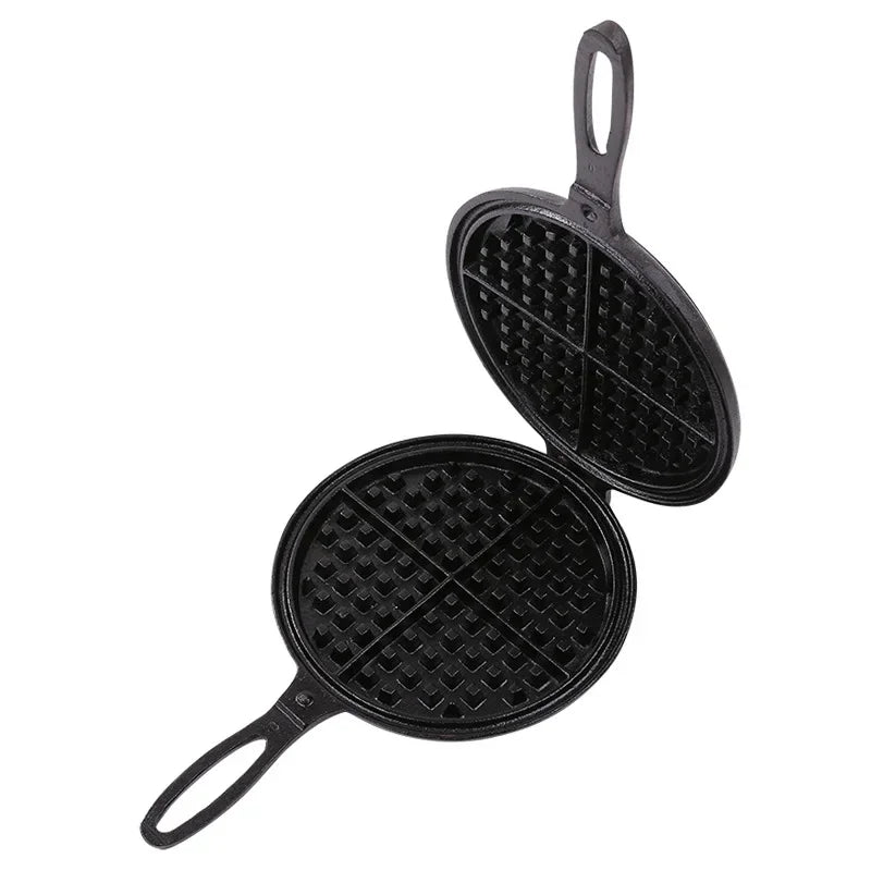 Household Kitchen 20cm Oven Safe Waffle Maker Cake Baking Pan Uncoated Cast Iron Waffle Mold Skillet
