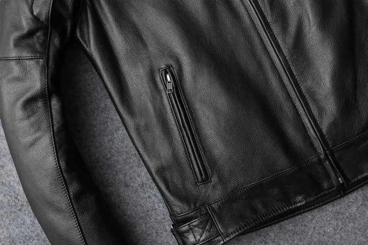 LNY Shop Best.Motor Biker real leather jacket,quality Classic rider leather clothes,man Protectable thick cowhide coat.