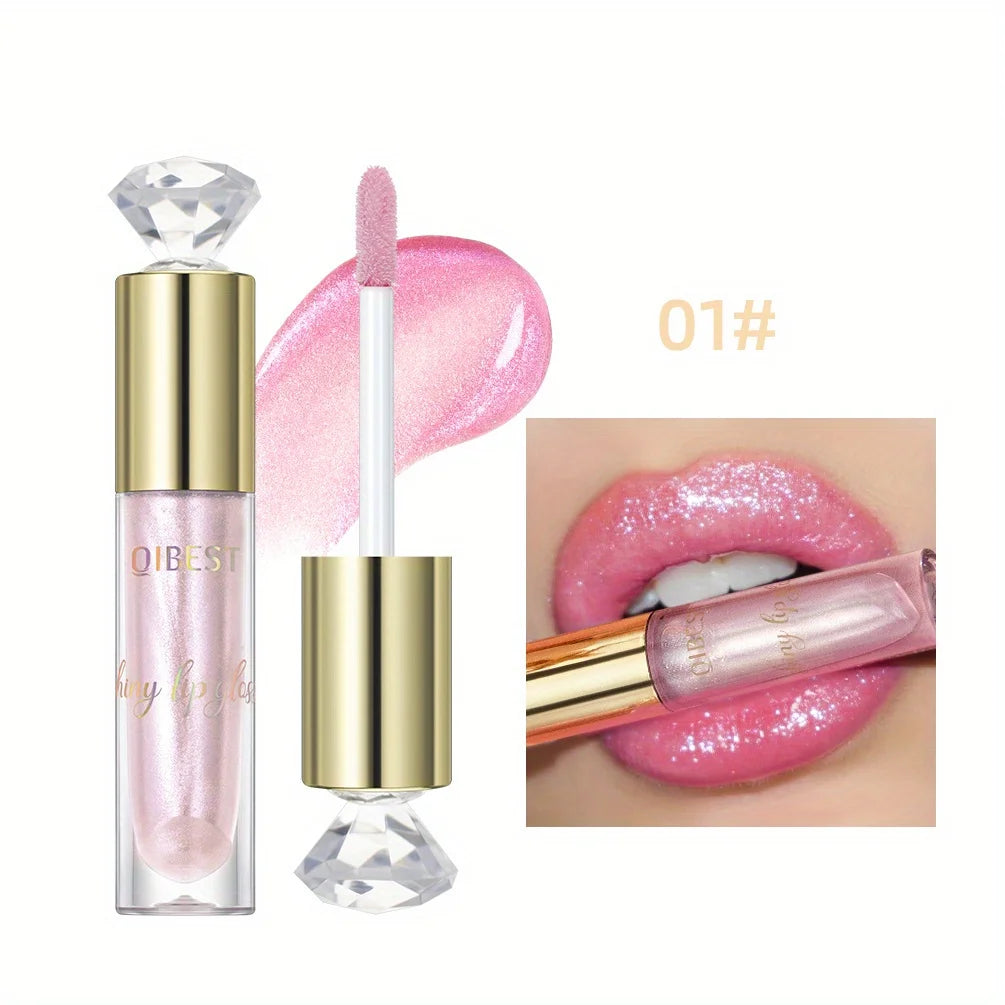 Shiny lip gloss, sparkling crystal, water-permeable and long-lasting color rendering, light and rich