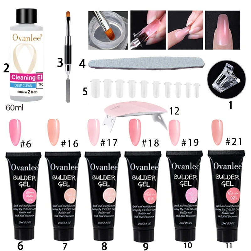 Ovanlee Polygel Nail Builder Kit with Mini UV/LED Lamp
