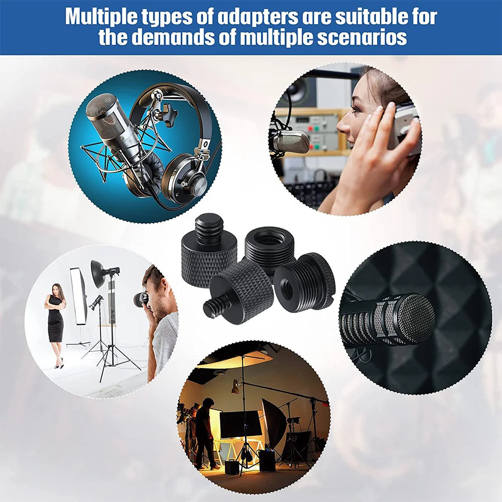 8Pcs Mic Stand Thread Adapter Set,5/8 Female To 3/8 Male and 3/8 Female To 5/8 Male Screw Adapter Thread