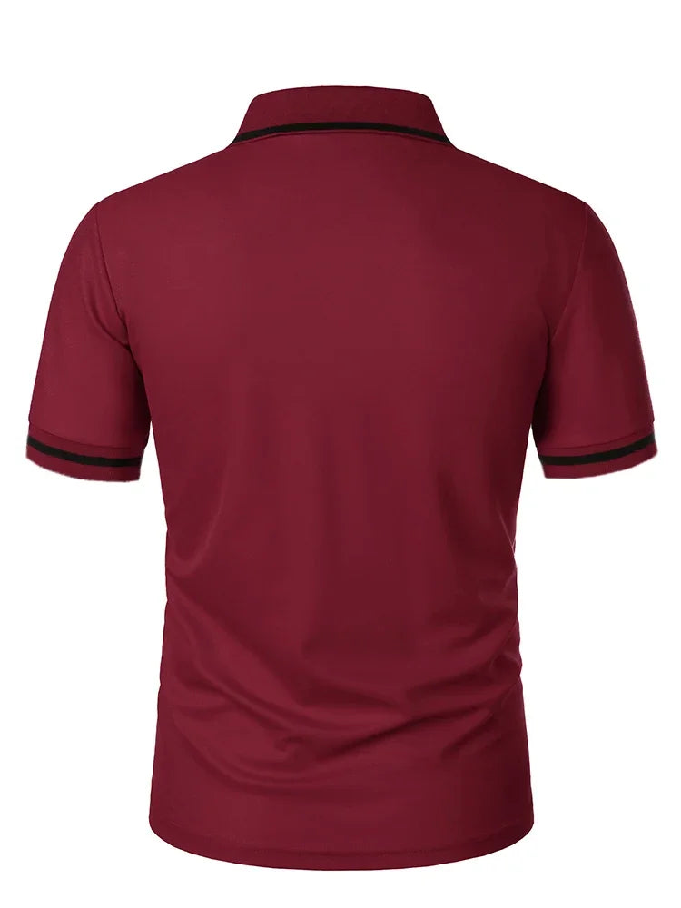 Fashionable men's casual solid-color short-sleeved top, men's lapel short-sleeved T-shirt, casual and fashionable solid-color sh