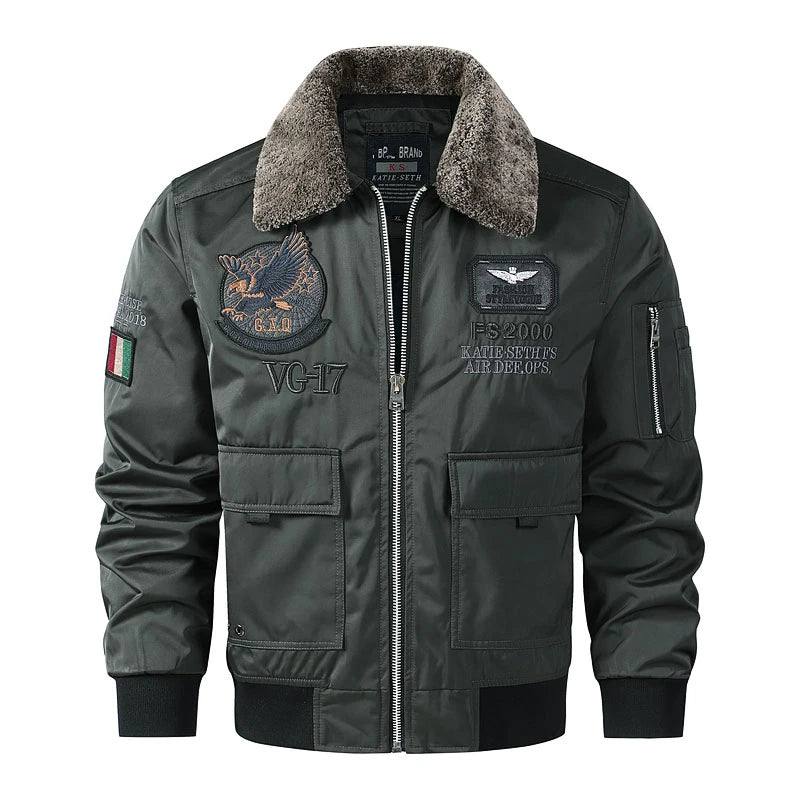 Military Air Force Flight  Bomber Jacket Men Fashion Aviator fur colloar Jacket New In Outerwears Autumn winter Jackets For Men
