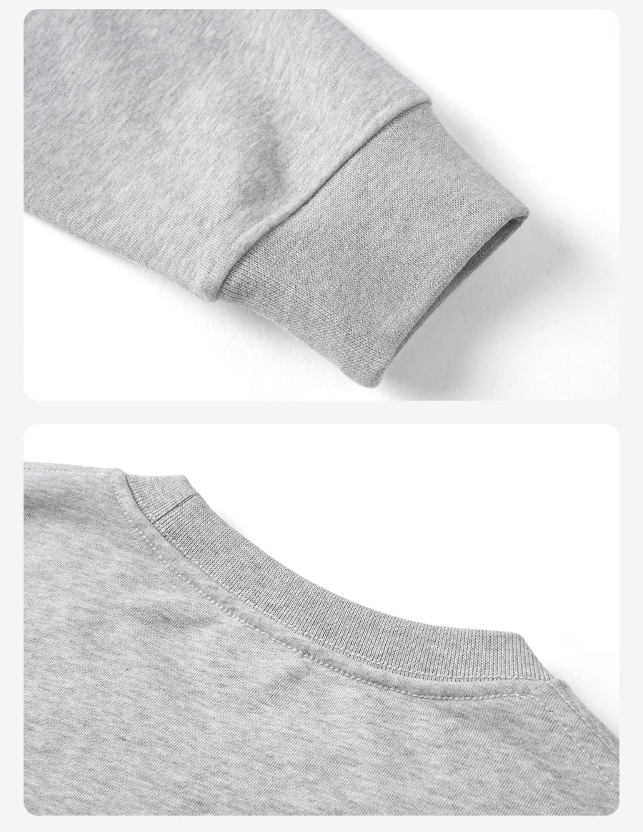 SIMWOOD 2026 Autumn Winter New Oversize 340gsm Warm Brushed Finish Lining Sweatshirts Men Embroidery Basic Running Pullover Tops