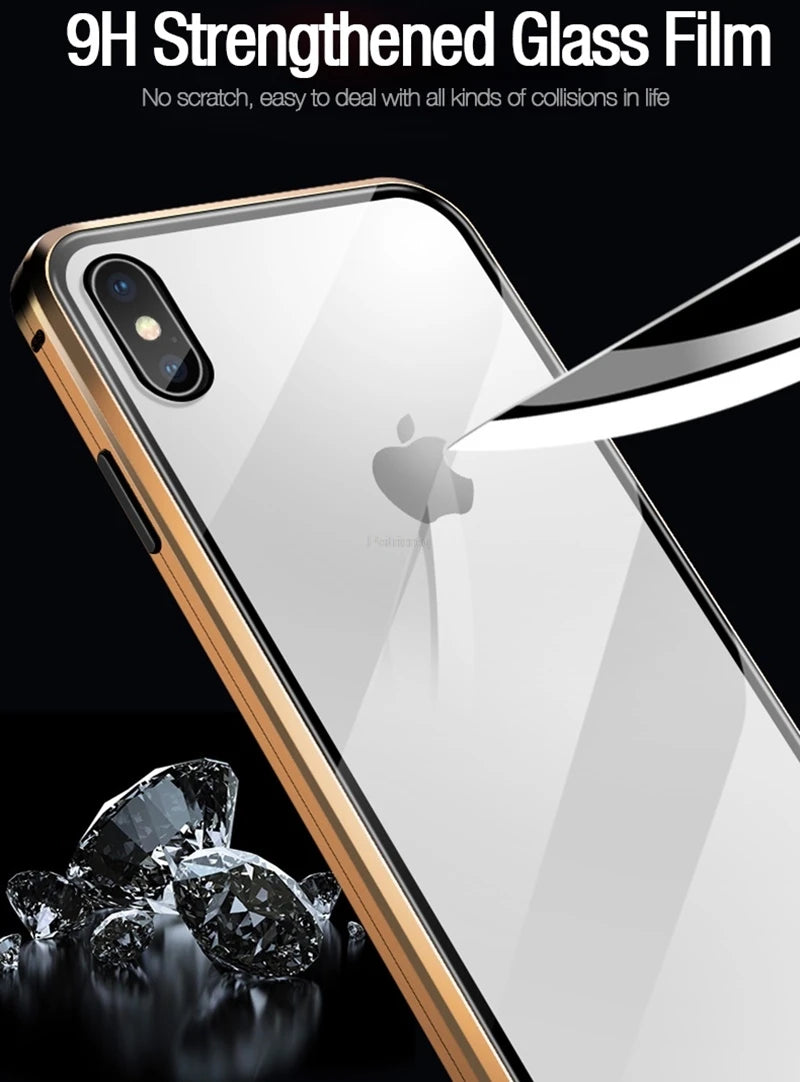Magnetic Tempered Glass Privacy Metal Case For iphone 18 17 16 15 14 13 12 XR 11 ProMAX 16 E 360 Magnet Antispy Protective Cover
