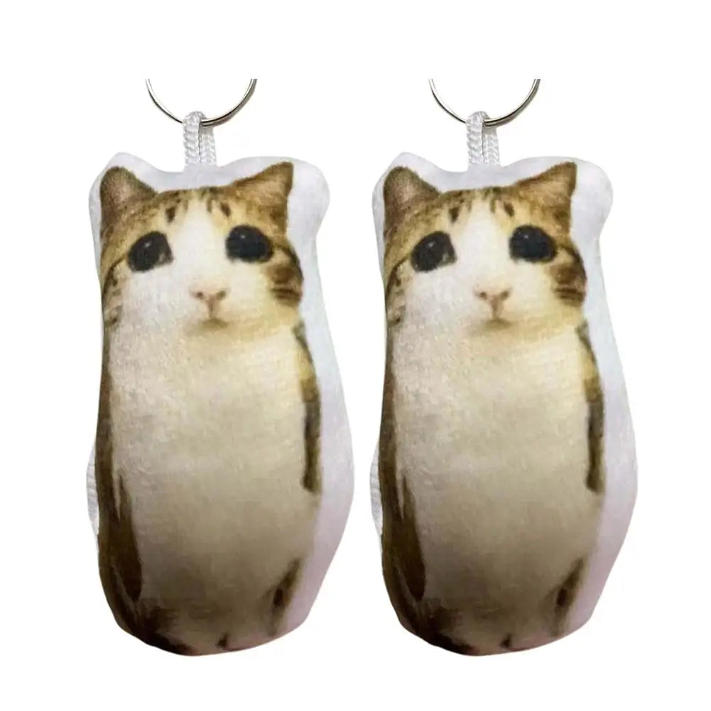 Creative Meowl Plush Charm with Sound Interactive Cat Squeeze Toy for Backpack Decoration Cute Fidget Keychain Gift for Kids