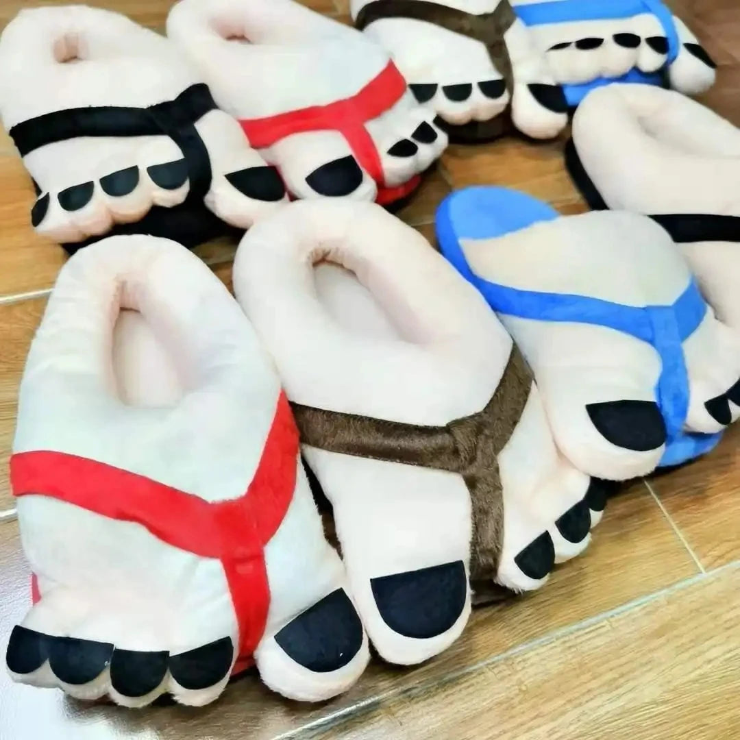 Winter Funny Slippers for Men Women Cute Home Shoes Big Foot Furry Slippers Unisex Indoor Boys Man Fuzzy Five Finger Slippers