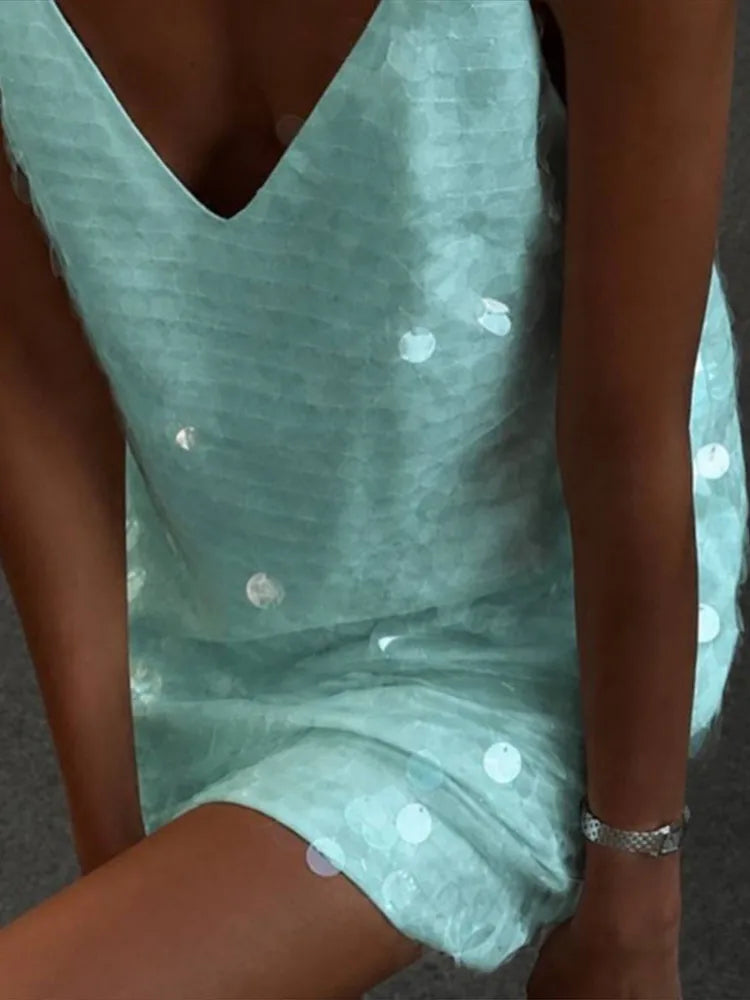 Sexy Lace Sequined Patchwork Dress Women Solid Sling Hollow Out Female Mini Dresses 2026 Summer Autumn Beach Fashion Lady Robe