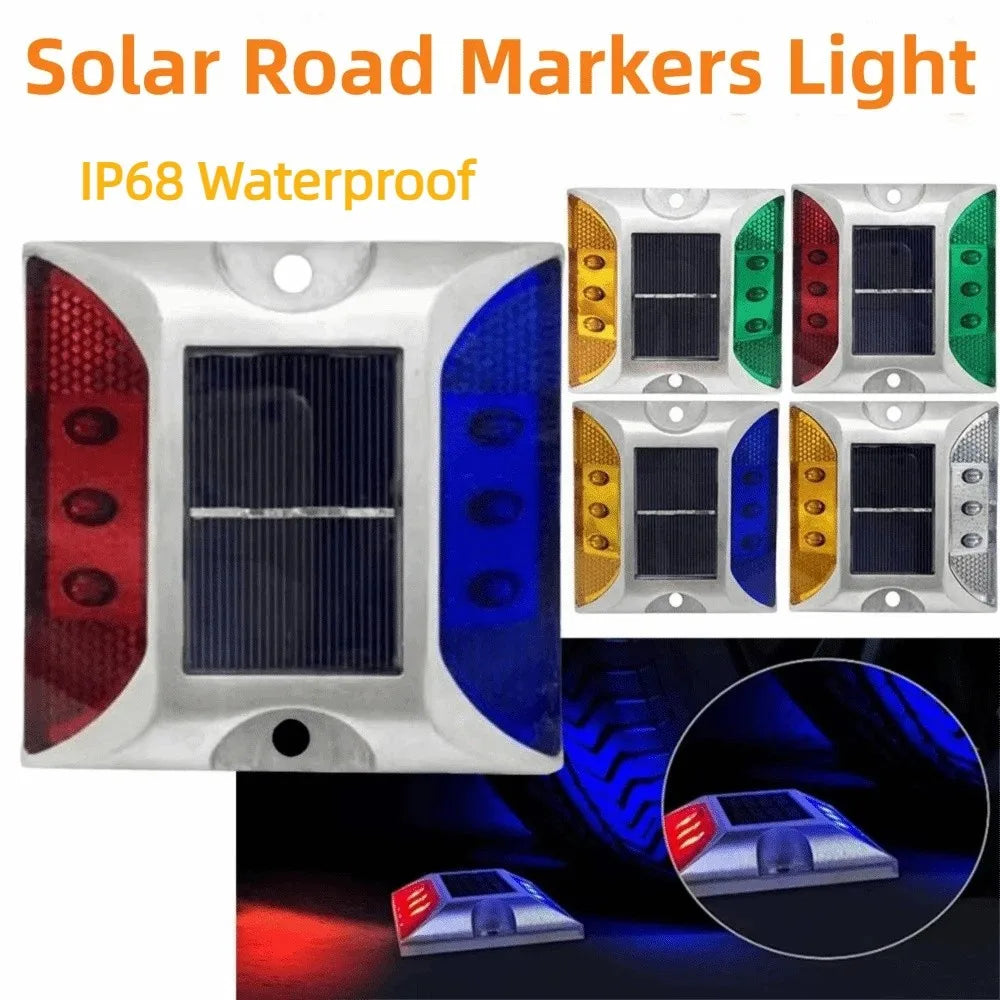 Solar Powered Solar Road Stud Light Outdoor Lighting Durable LED Ground Light Flashing Double Side Traffic Marker Light