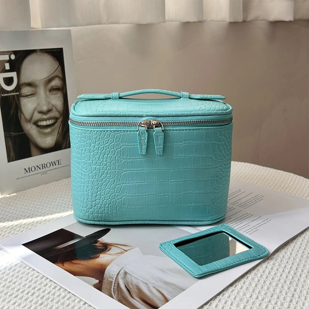 Customized Name 'Crocodile Pattern' Leather Portable Large-Capacity Multi-Zone Storage Makeup Bag Storage Bag